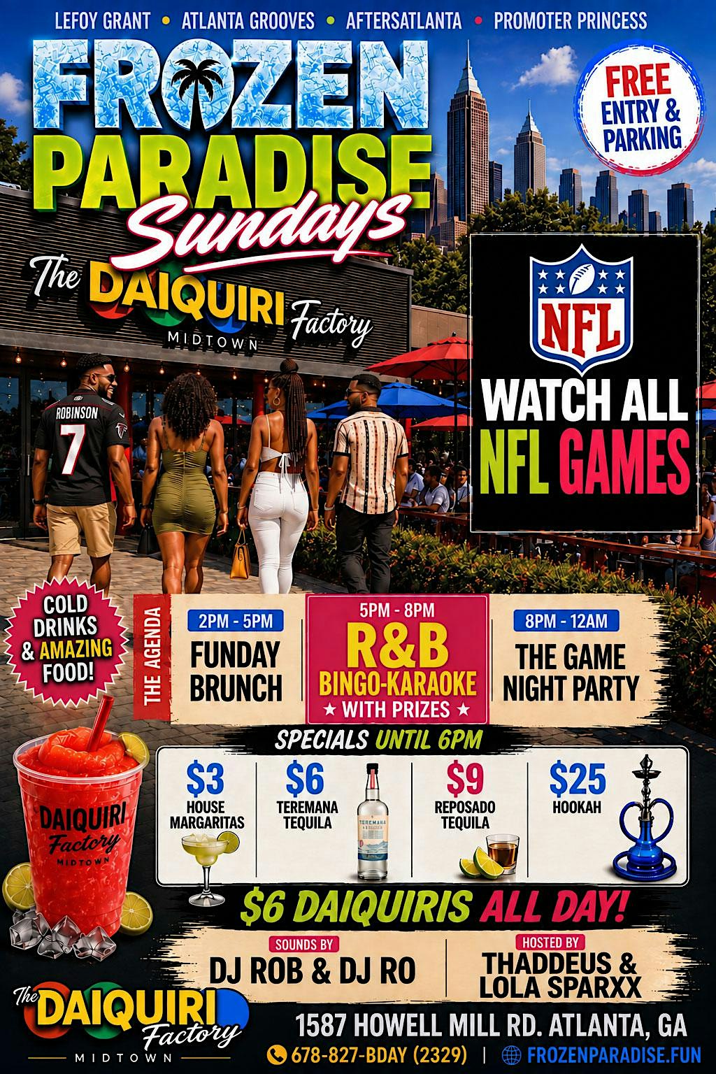 FROZEN PARADISE Sundays with R&B BINGO @ Daiquiri Factory Midtown!