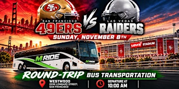 49ers vs. Raiders Round-Trip SHUTTLE BUS FROM SF (MARINA DISTRICT)
