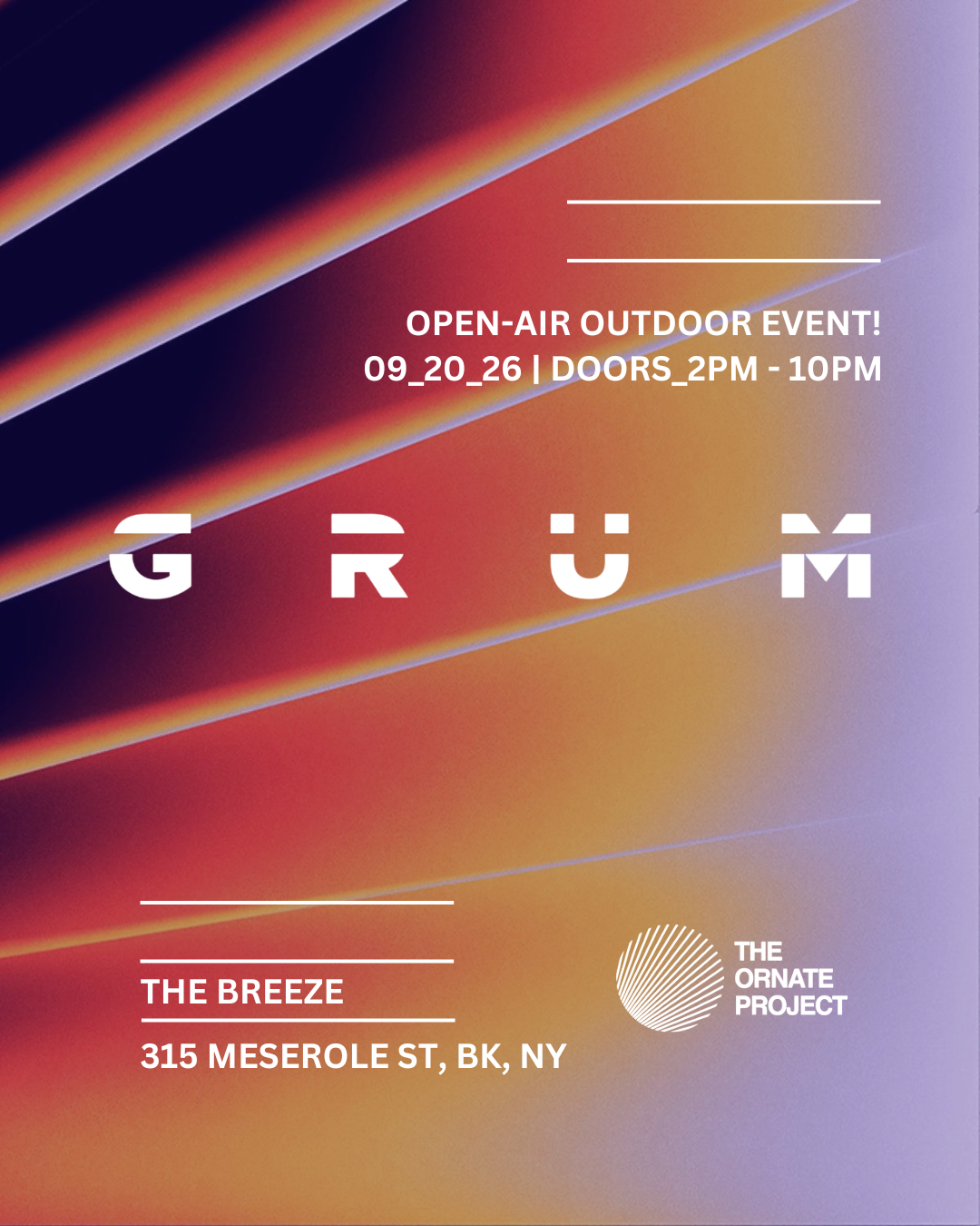 Grum (Anjunabeats) - Open-Air Event - Brooklyn, NY