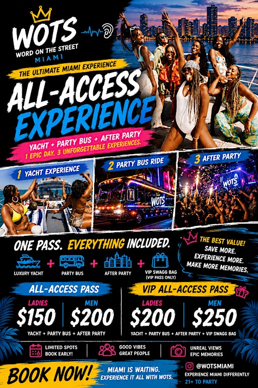 WOTS Miami All-Access Experience | Yacht + Party Bus + After Party