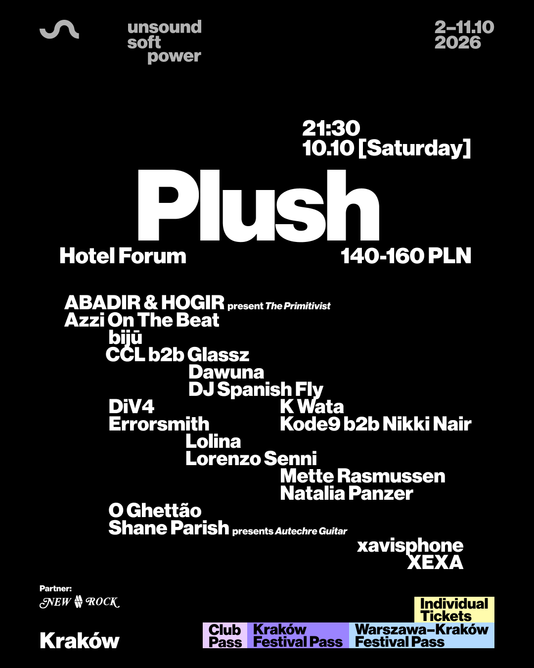 Unsound Kraków 2026 PLUSH: Kode9 b2b Nikki Nair, DJ Spanish Fly, Lorenzo Senni, K Wata + more