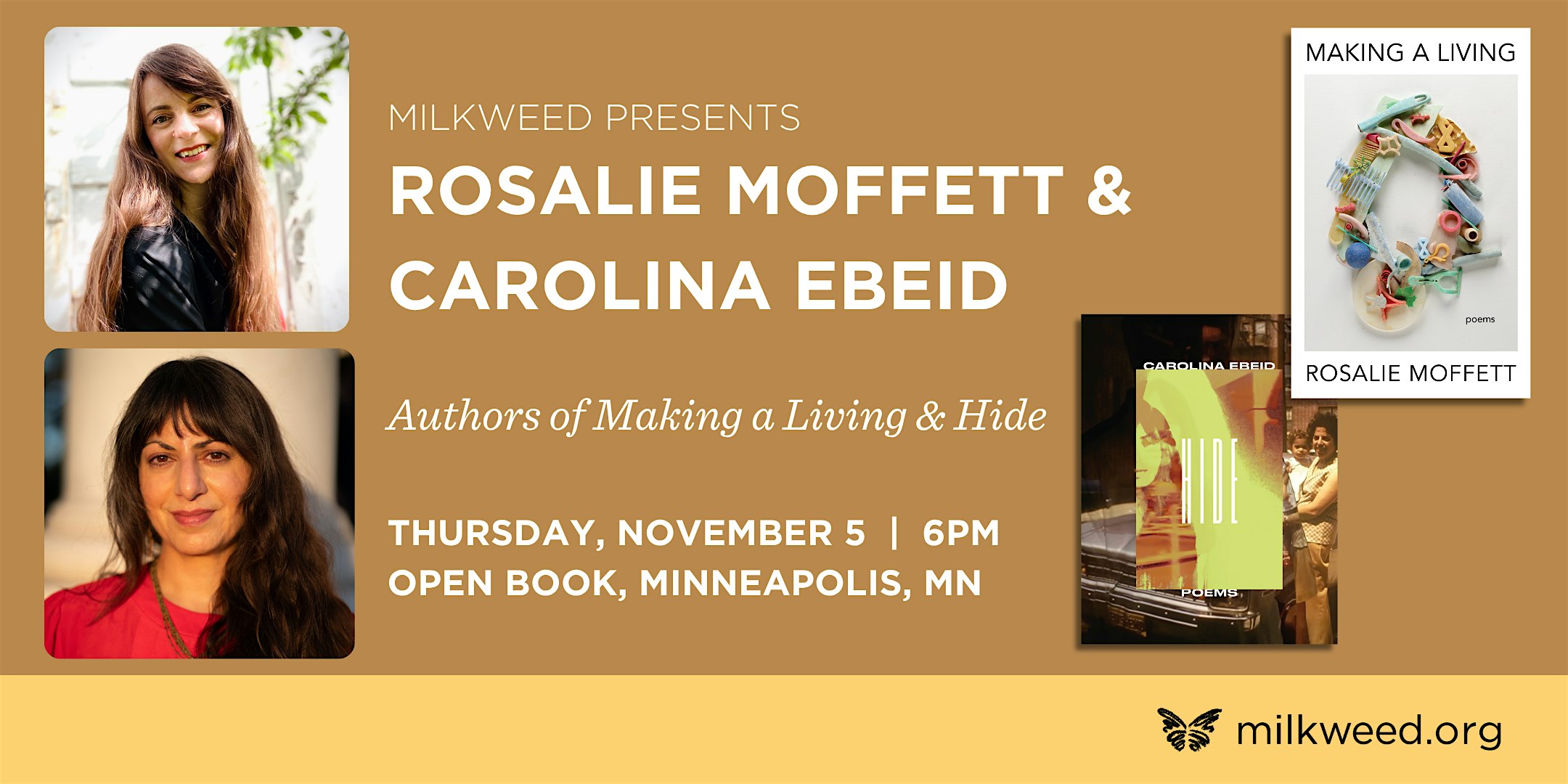 Milkweed & Graywolf present Rosalie Moffett & Carolina Ebeid