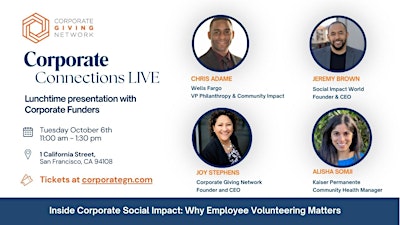 Corporate Connections LIVE  *San Francisco* - lunch with corporate funders