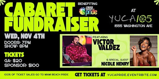 Cabaret Fundraiser for Miami Beach PRIDE at YUCA105!