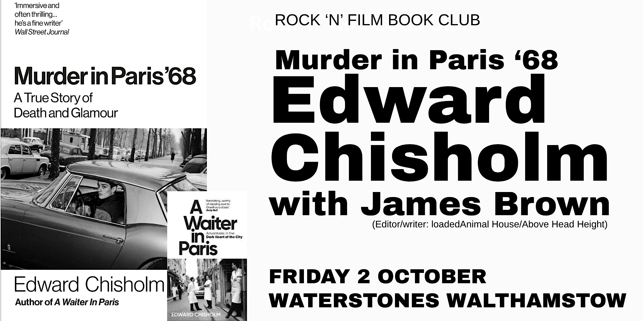 Murder In Paris ‘68 - an evening with Edward Chisholm and James Brown