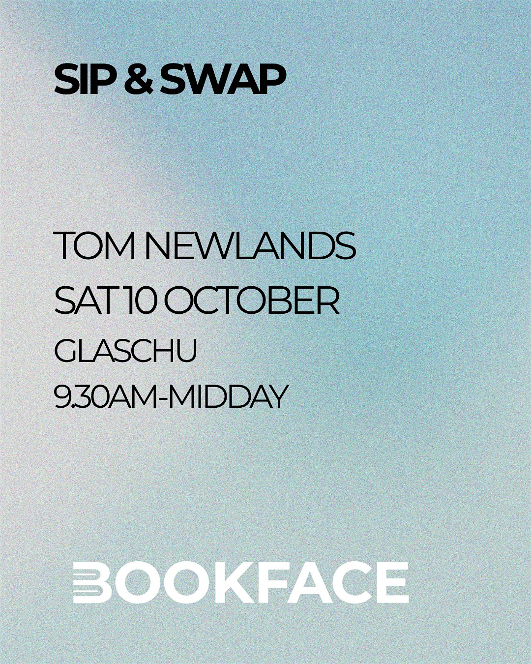 Bookface Sip & Swap with Tom Newlands at Glaschu