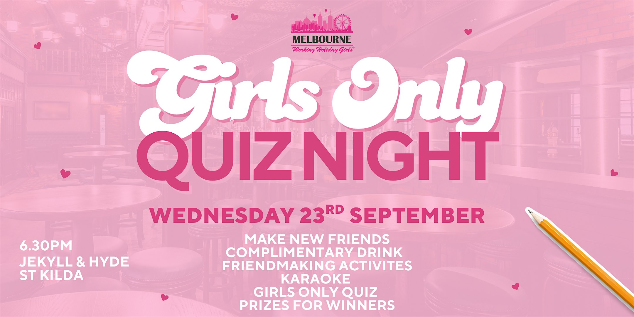 Girls Only Quiz Night | Melbourne Working Holiday Girls