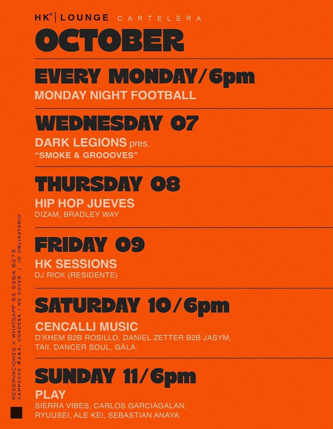 HOOKAH CARTELERA OCTUBRE