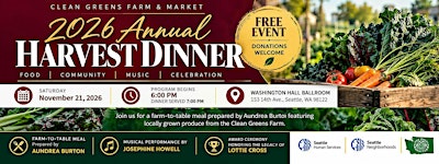 Clean Greens Farm & Market 2026 Annual Harvest Dinner & Fundraiser