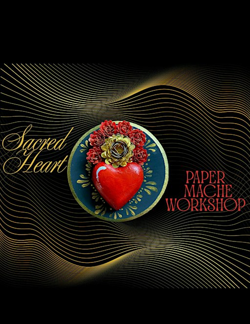 sacred heart paper mache plaque