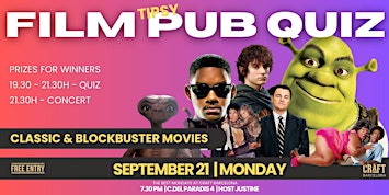 FILM PUB QUIZ - TIPSY PUB QUIZ AT CRAFT - PRIZES - LIVE MUSIC
