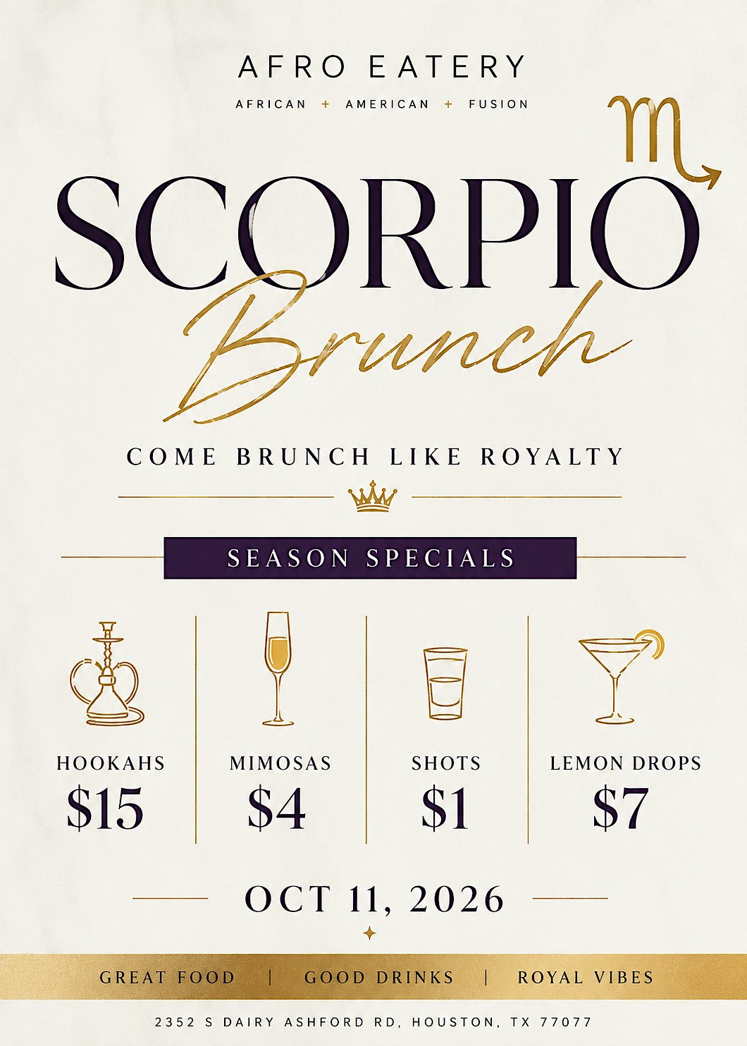 Scorpio Night at Afro Lounge | Party Like Royalty