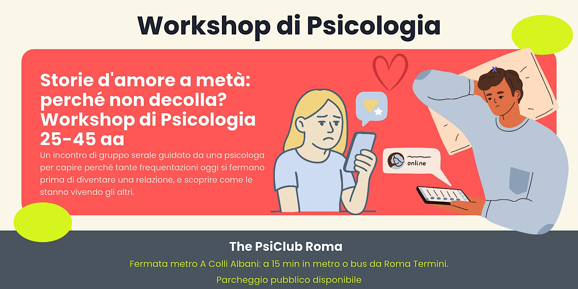 Storie d'amore a metà: perché non decolla? Workshop di Psicologia 25-45 aa
