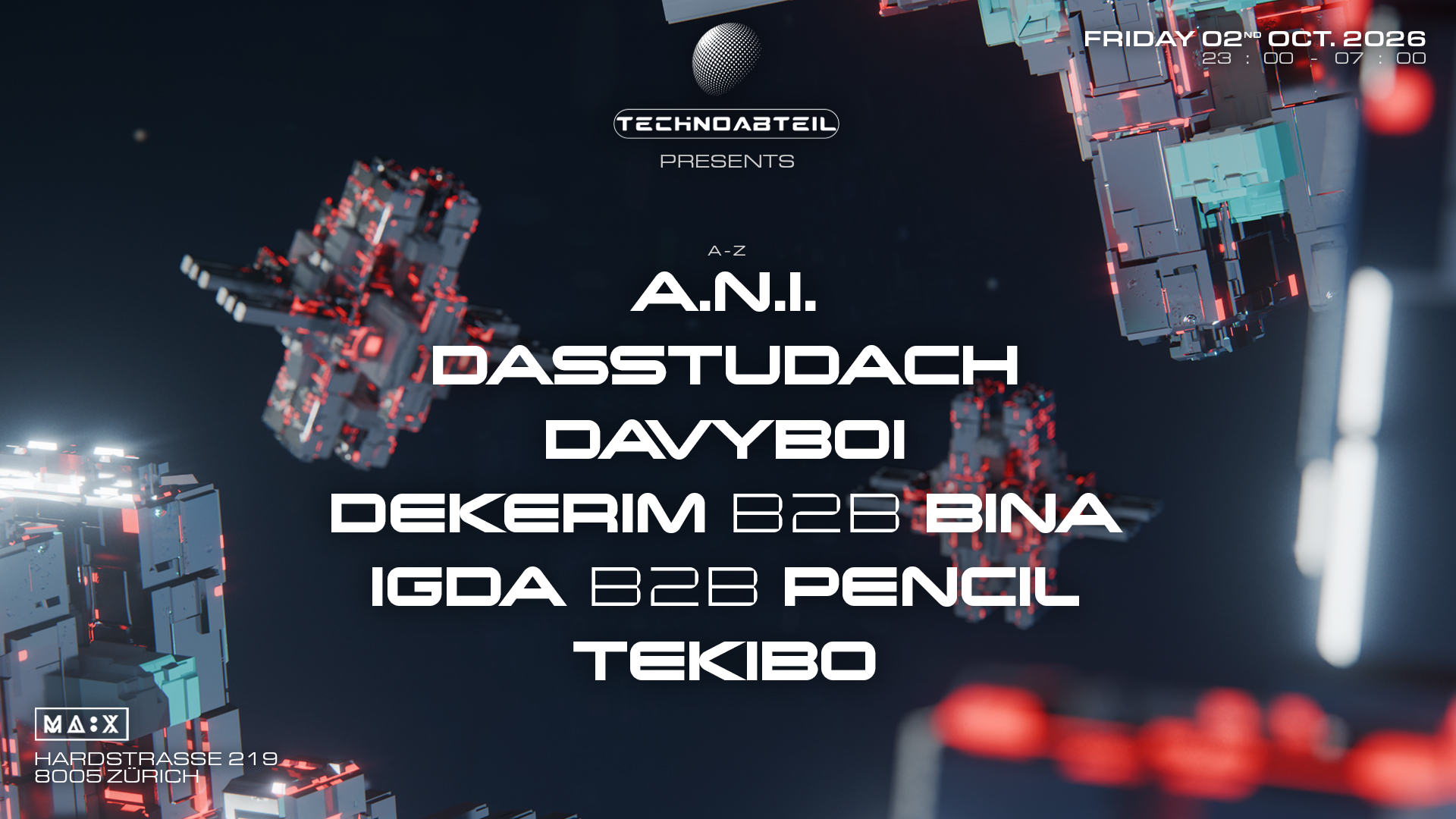 Technoabteil with A.N.I., dasstudach, IGDA
