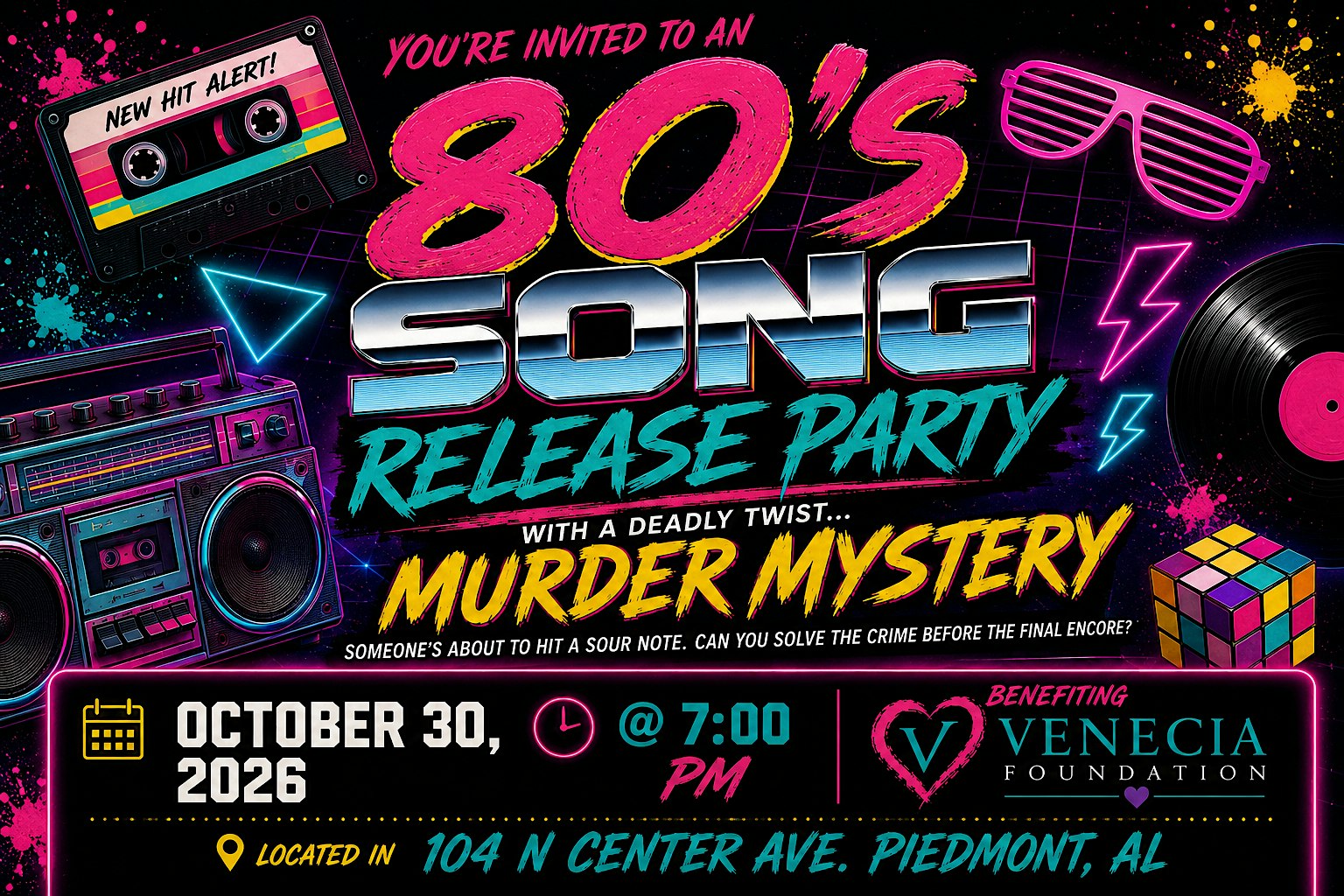 Totally Awesome 80’s Murder Mystery Dinner, Piedmont, Al
