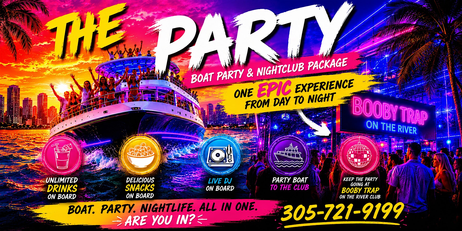 ⭐️The Miami Boat Party To Booby Trap on The River
