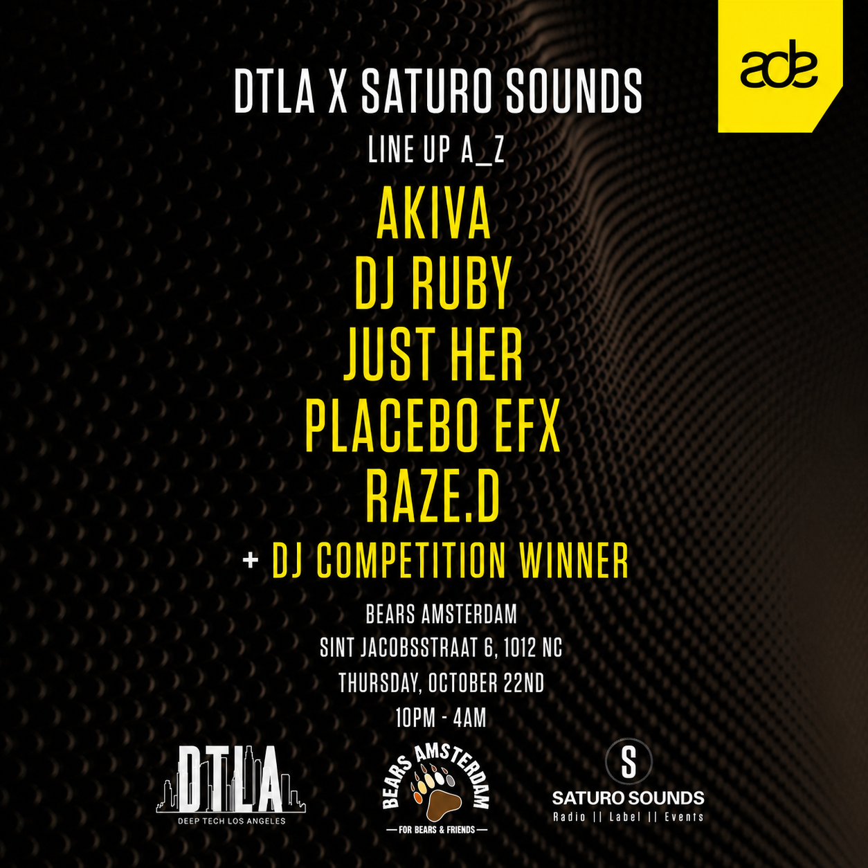 DTLA x Saturo Sounds: Amsterdam Dance Event Showcase