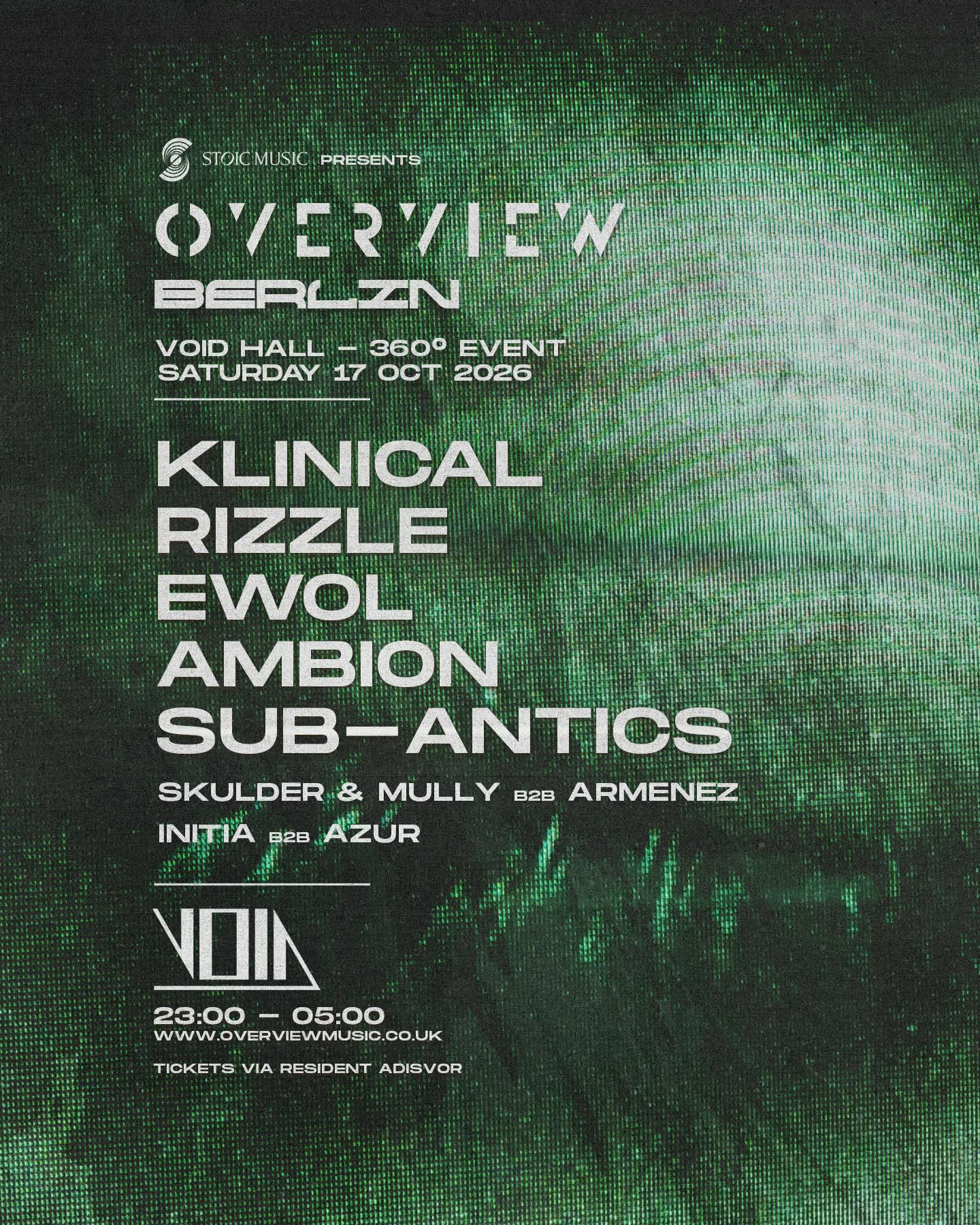 Stoic Music presents. Overview Music (UK) with Klinical, Rizzle, Ewol, Ambion, Sub-Antics
