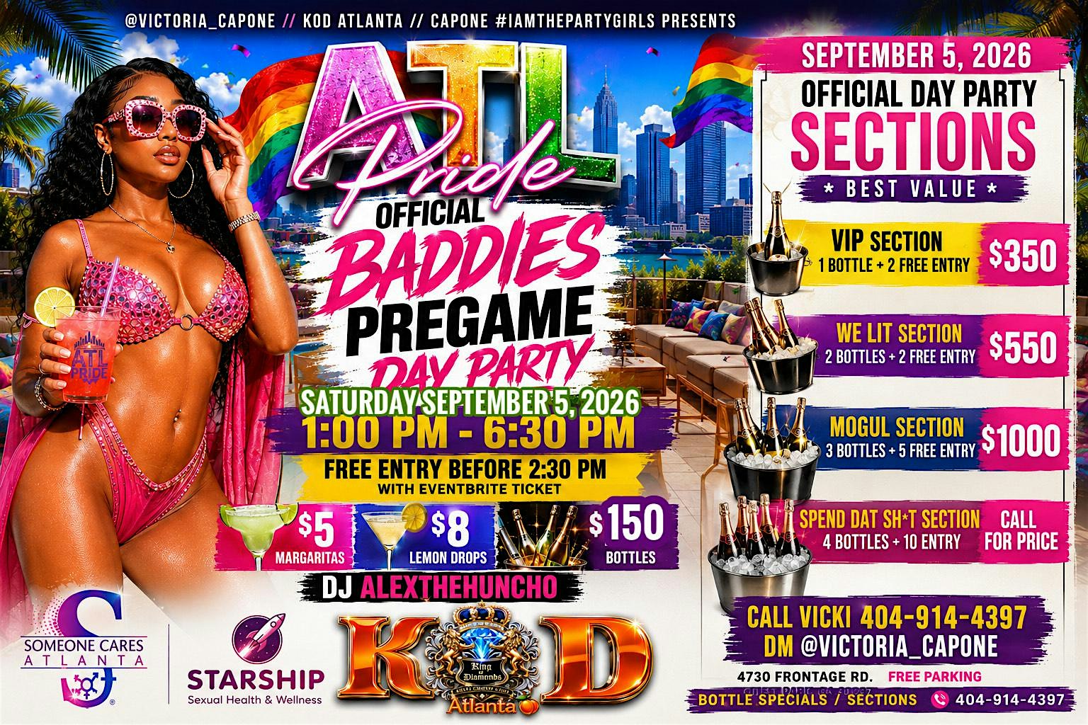 ATL PRIDE OFFICIAL KOD BADDIES PREGAME DAY PARTY AT KOD