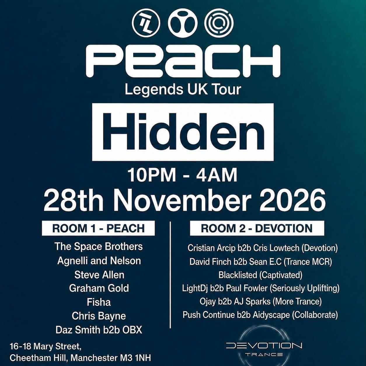 Peach Legends UK Tour - Hidden, Manchester