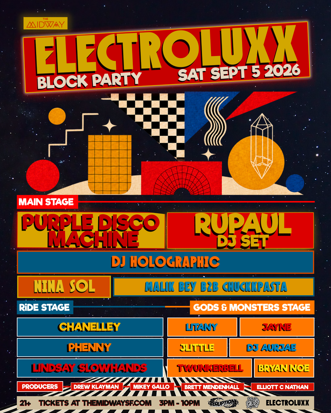 Electroluxx Block Party: Purple Disco Machine, RuPaul + more