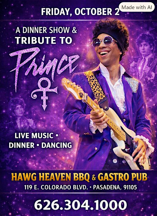 A Tribute and Dinner Show to the music of PRINCE!