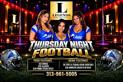 Thursday Night Football at Legends Detroit | 30 FT Video Wall