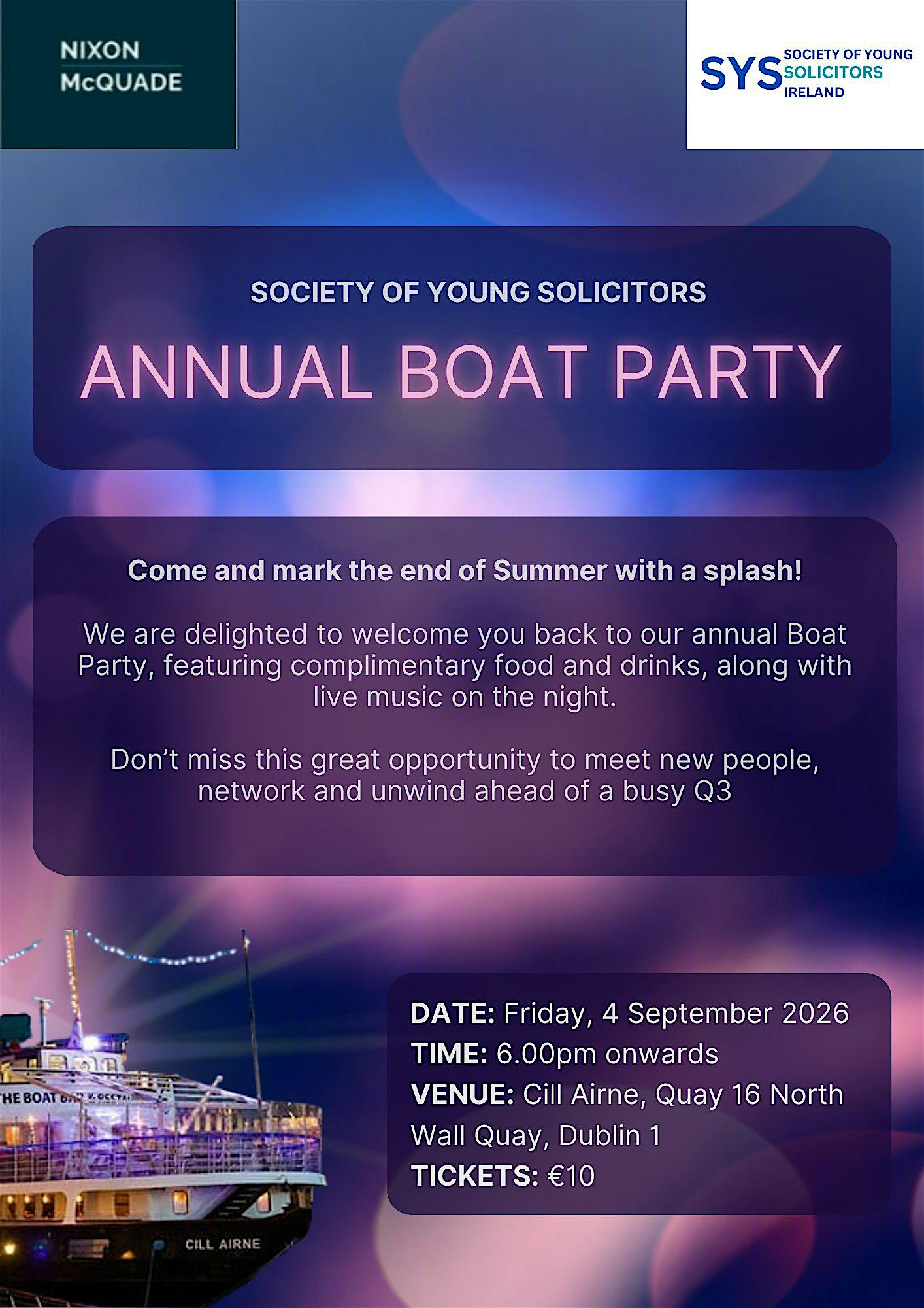 SYS Annual Boat Party