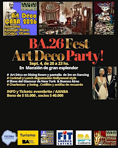 FESTIVAL.26 gran ART DECO PARTY en Mansión TOP, "cena" DECO y Swing Dancing