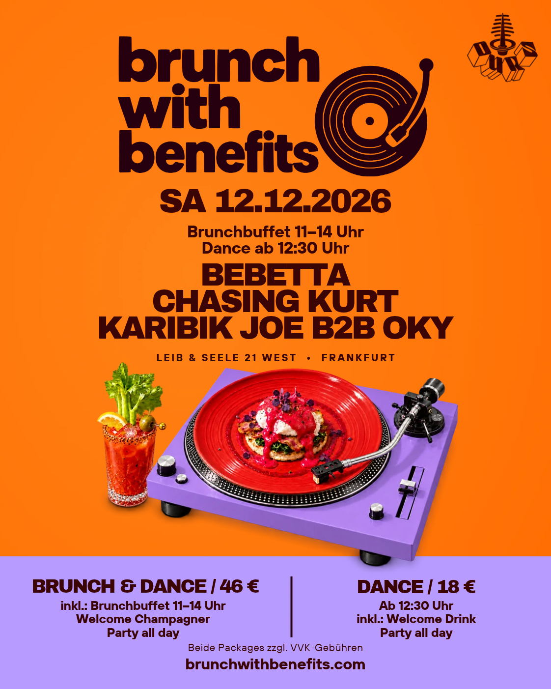 Brunch with Benefits with Bebetta, Chasing Kurt, Karibik Joe b2b OKY
