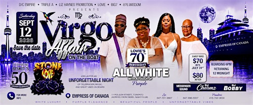 Virgo Affair Boat Cruise Stone Love All White