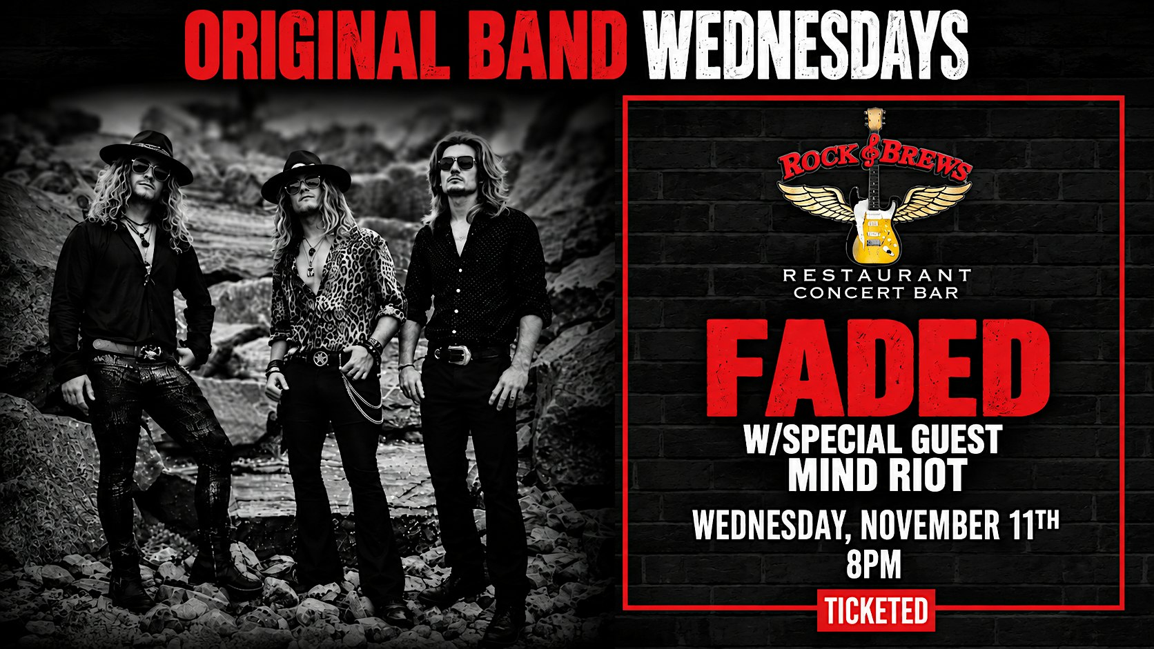 FADED W/ MIND RIOT @ ROCK & BREWS ROYAL OAK - ORIGINAL BAND WEDNESDAYS