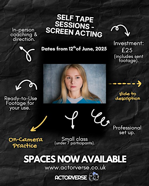 Screen Acting: In-Person Self Tape Practice Sessions