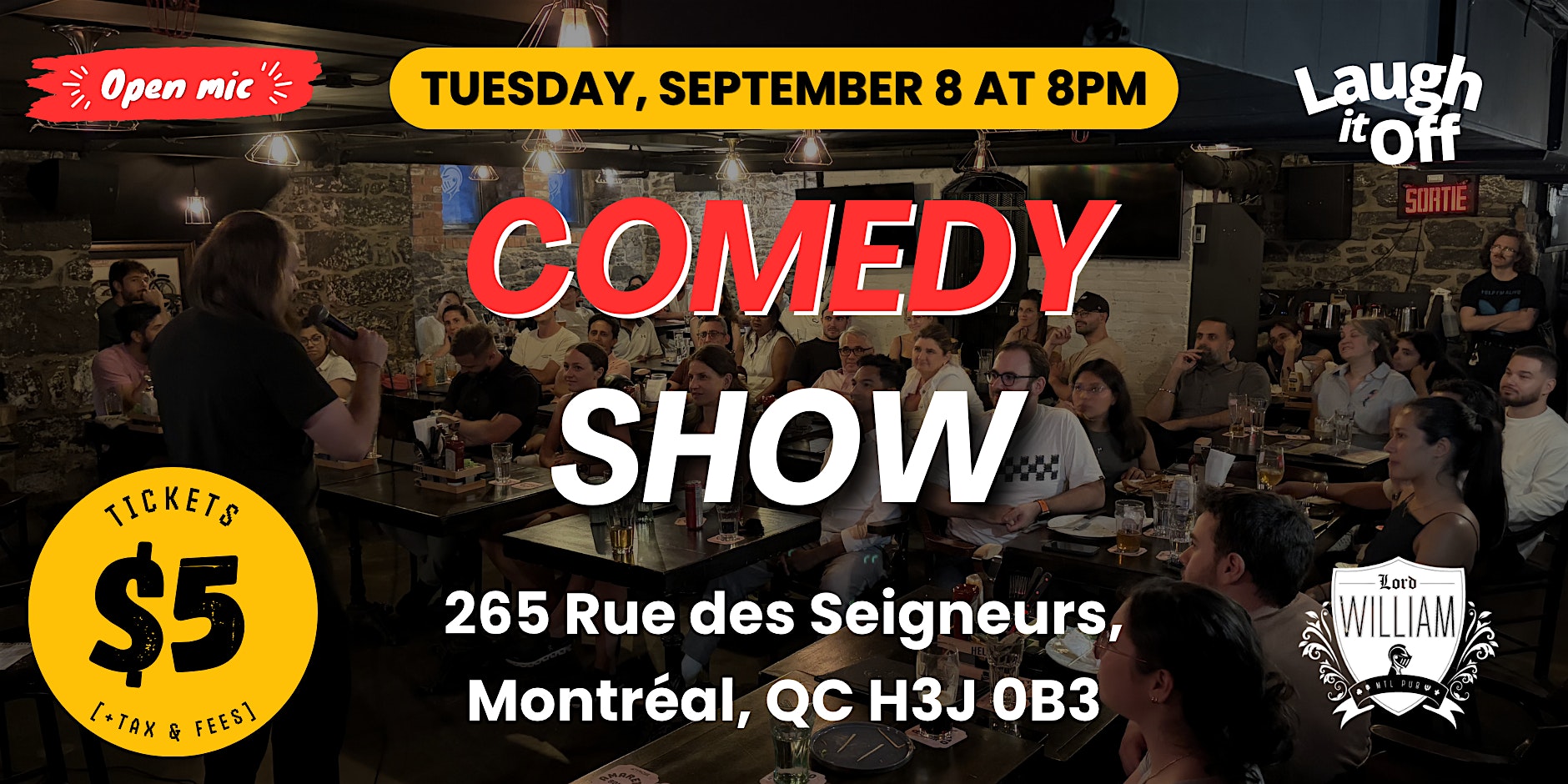 TUESDAY Comedy Show in Montreal | Open Mic in Griffintown - September 8
