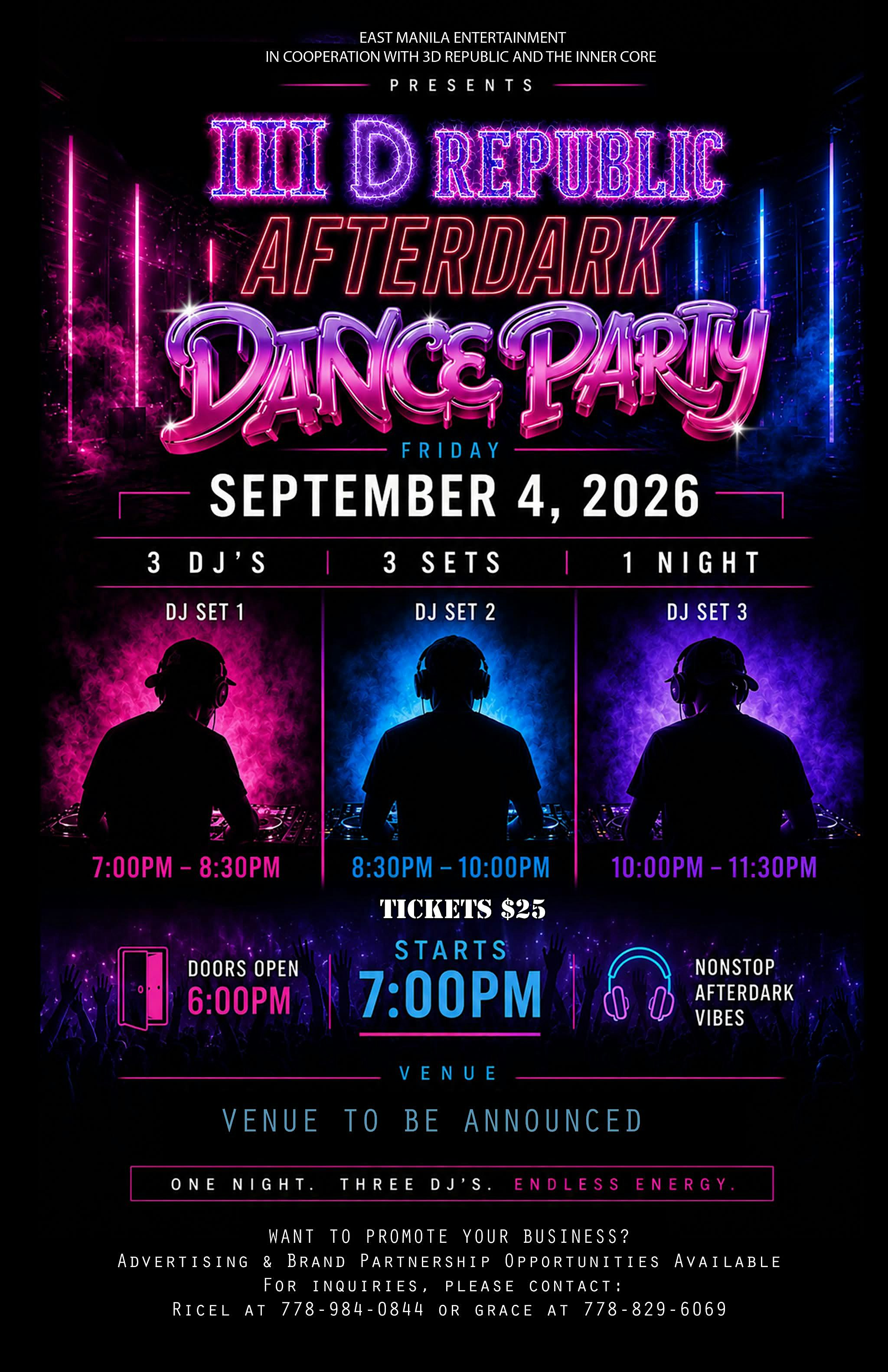 III D AFTER DARK DANCE PARTY