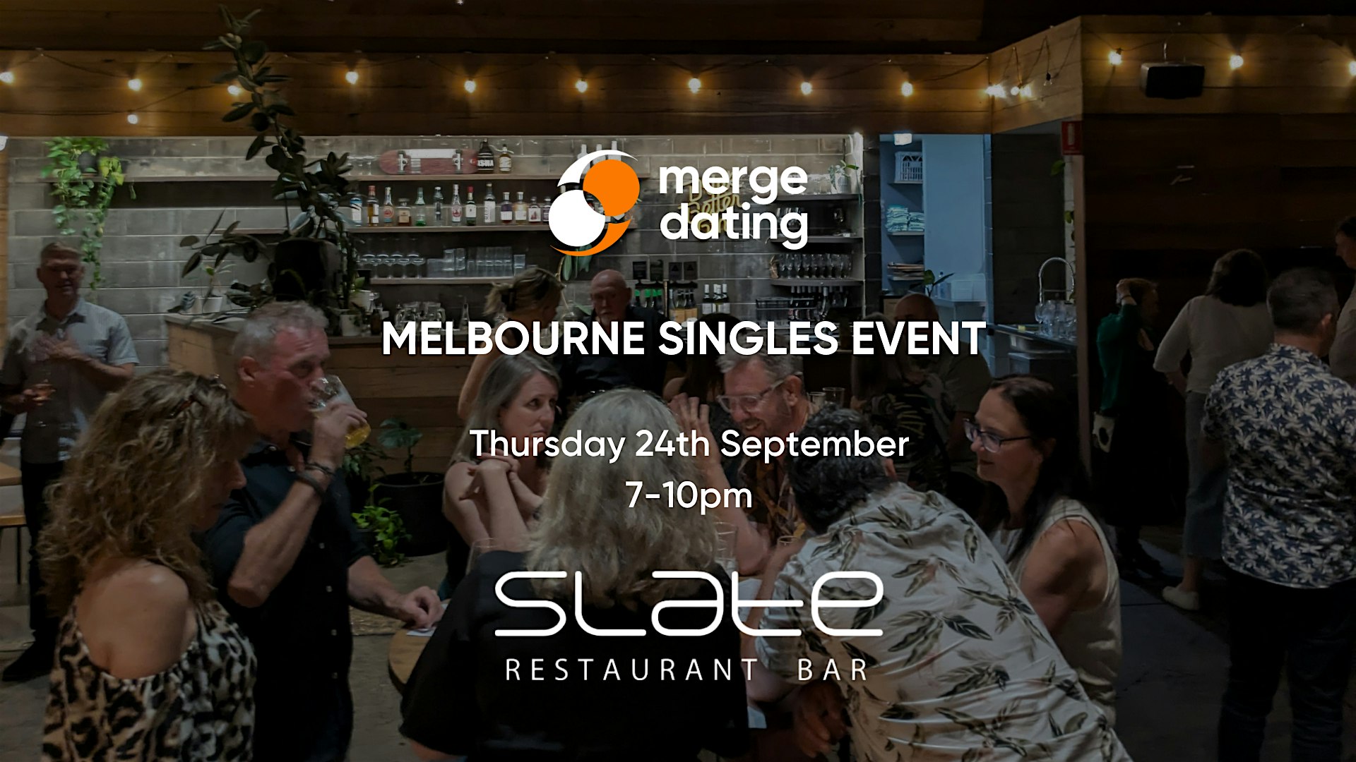 Melbourne | Singles Event | Slate Bar | Thursday 24th September | 50 & Over