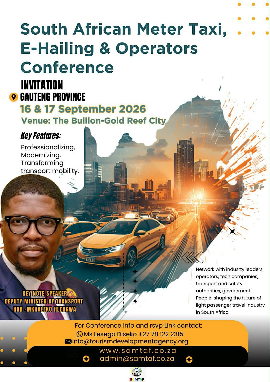 SOUTH AFRICAN METER TAXI, EHAILING & OPERATOR  (SAMTAF) CONFERENCE