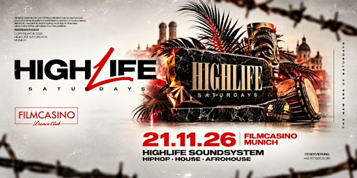 SA 21.11 • HIGHLIFE Saturdays • Filmcasino