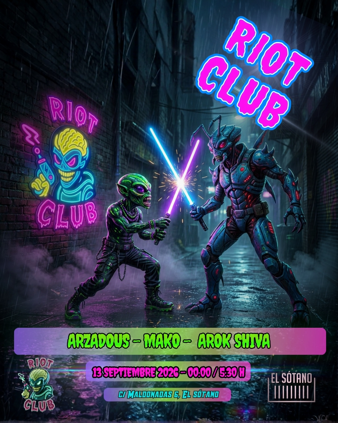 RIOT CLUB: Arzadous, Mako, Arok Shiva