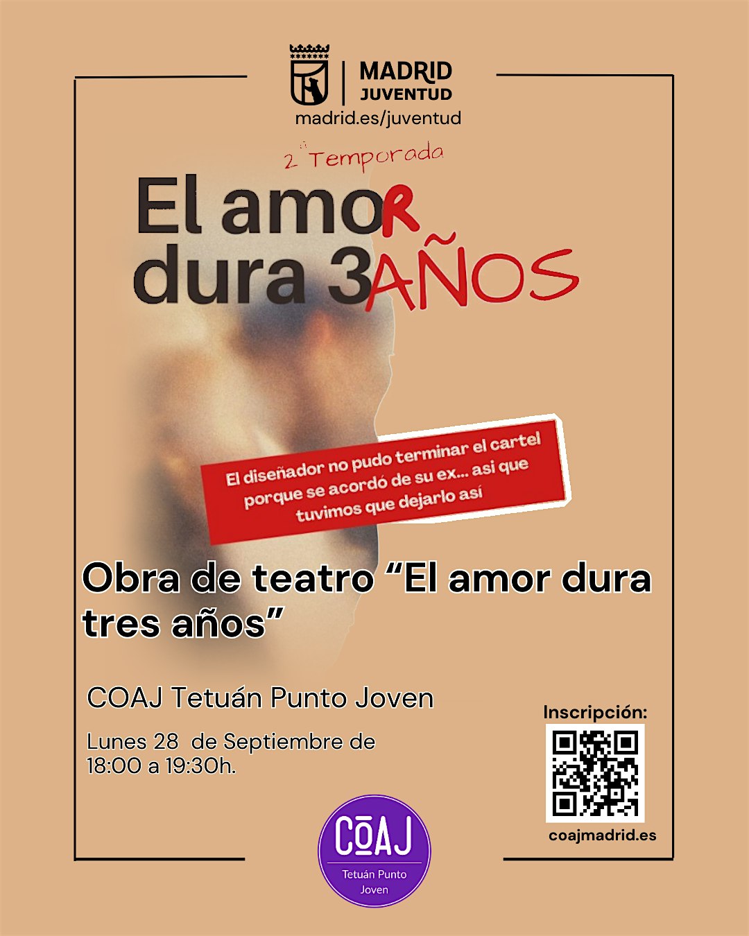 Obra de teatro "El amor dura tres años"