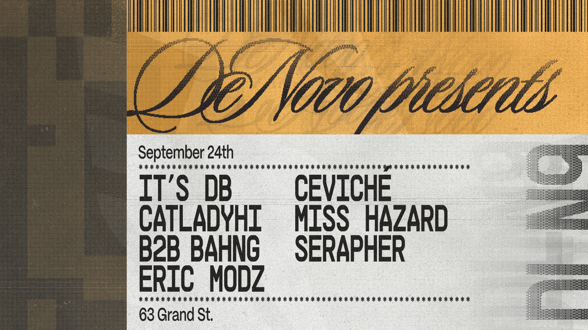 De Novo presents: It's db, CatLadyHi, Bahng, Eric Modz, Zaid K, Miss Hazard, Serapher, ceviché