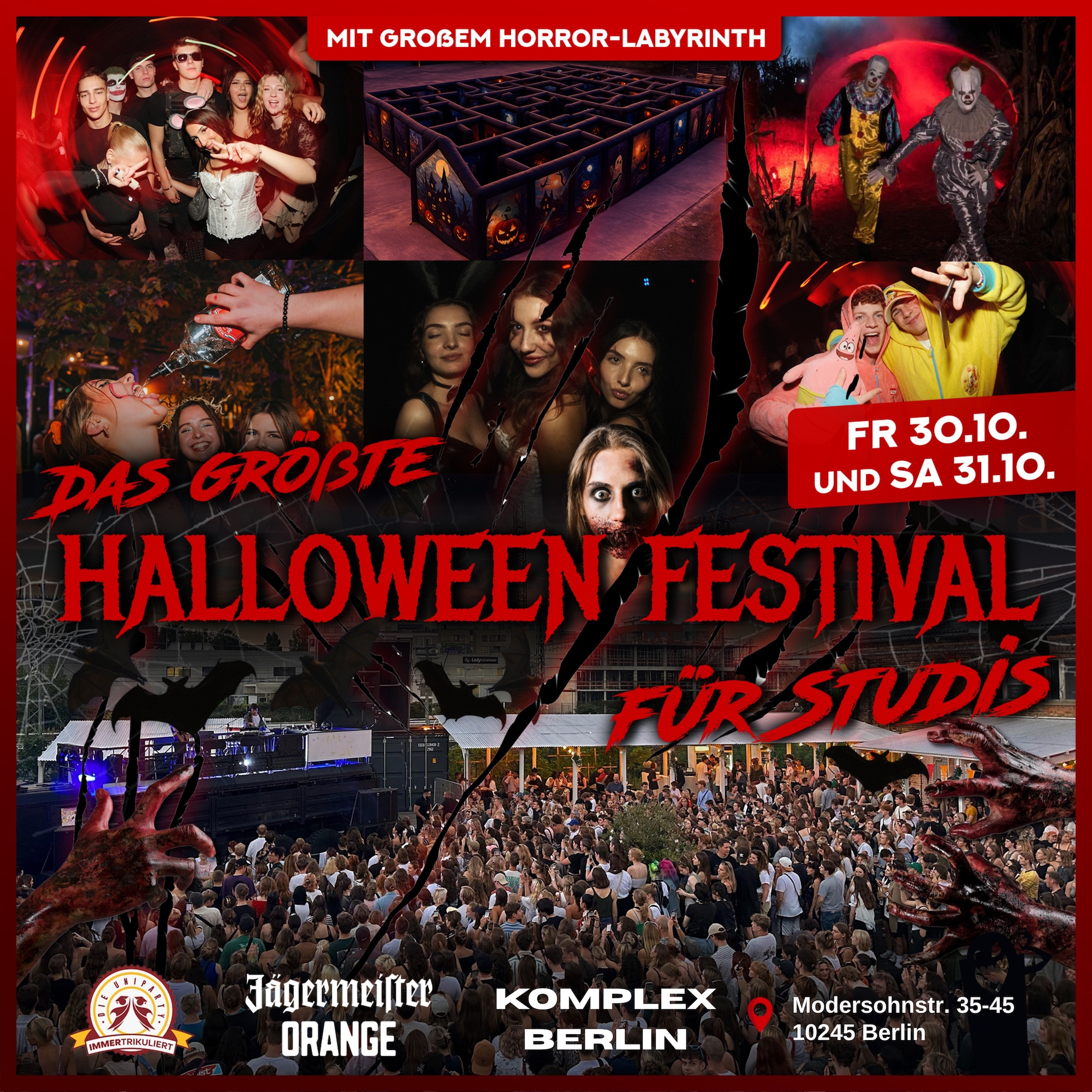 Halloween-Festival | 3 Floors | Outdoor Area | 20m Maze | Foodtruck | Actors