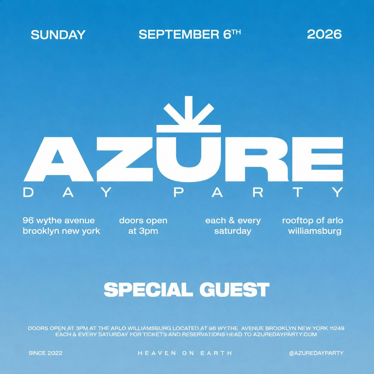 Azure Day Party  September 6th