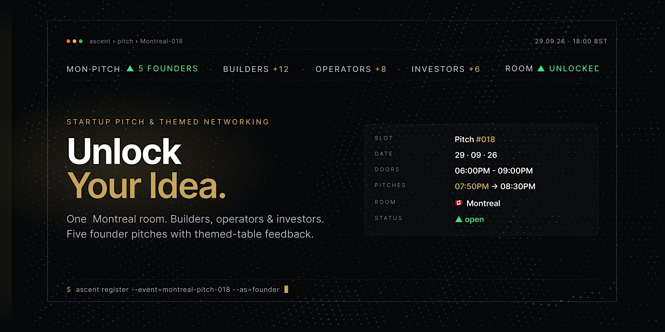 Startup Pitch & Themed Networking Montreal | Unlock Your Idea