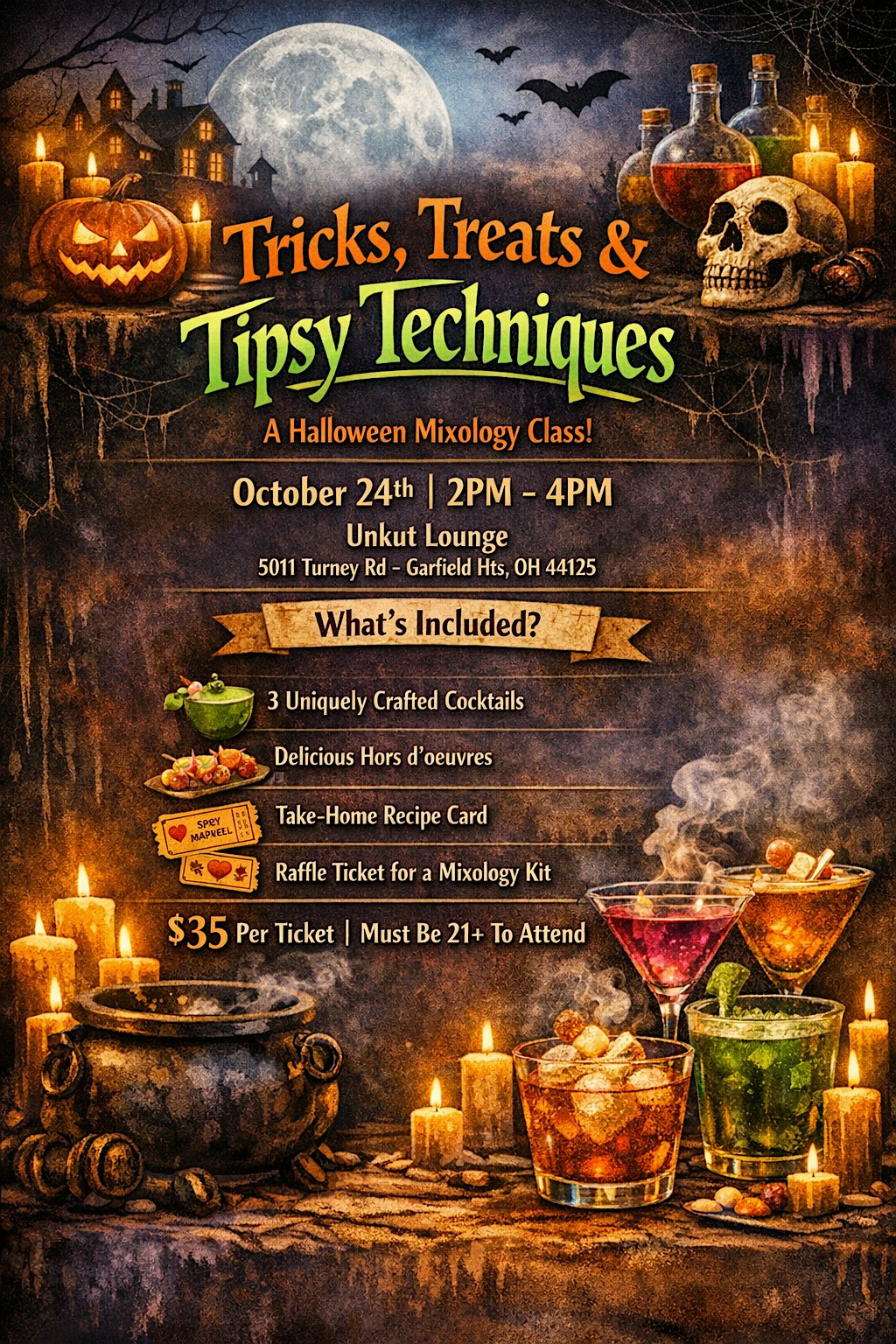 Mixology Class - Tricks, Treats & Tipsy Techniques
