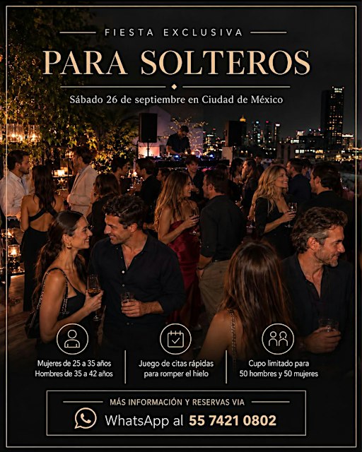 FIESTA EXCLUSIVA PARA SOLTEROS - con juego de citas rápidas (speed dating)