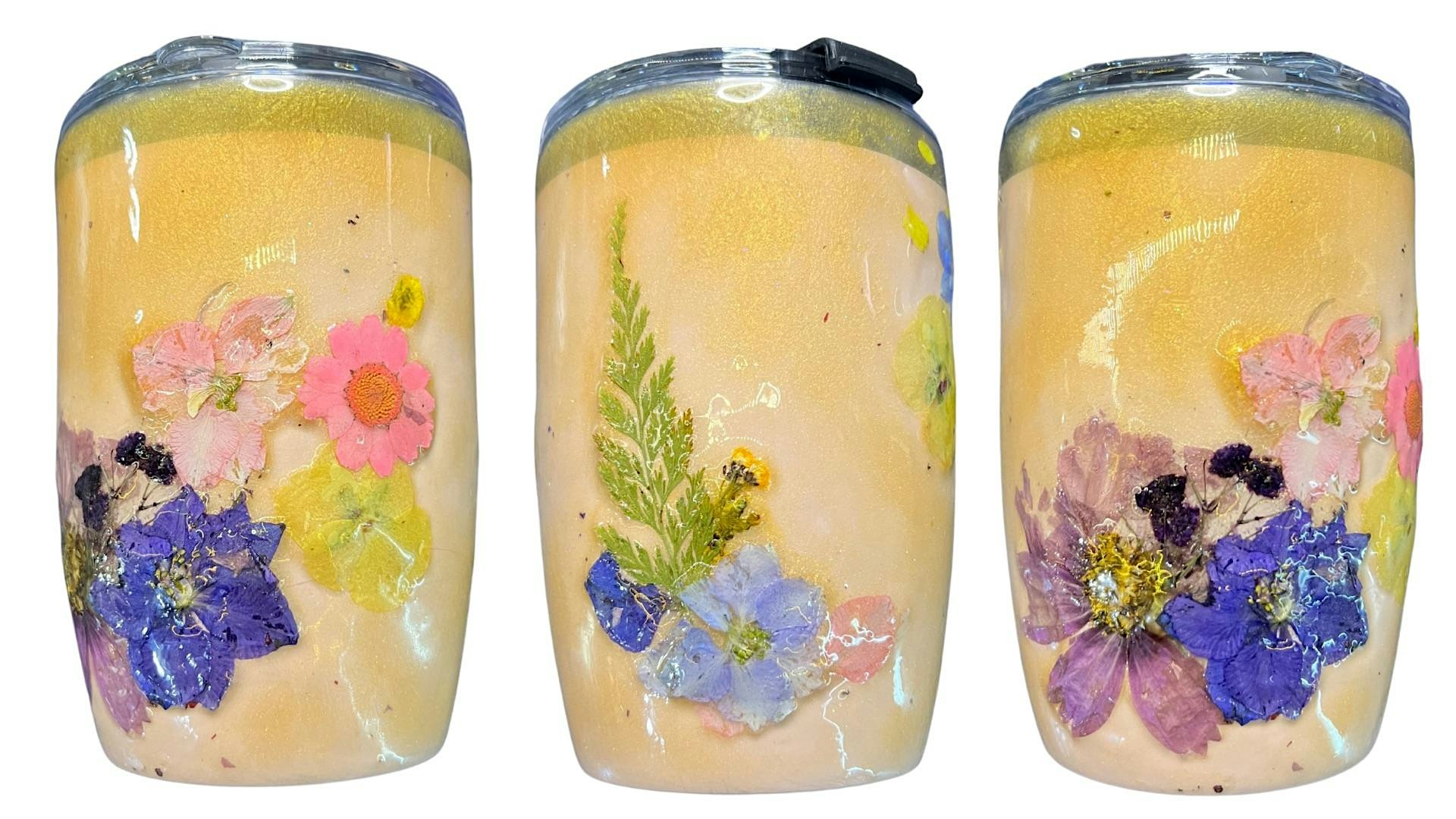 Resin Tumbler with Flowers Art Class | Grace Noel Art