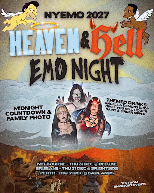 NYEMO 2027 HEAVEN & HELL - NEW YEARS EVE - NYE EMO NIGHT MELBOURNE