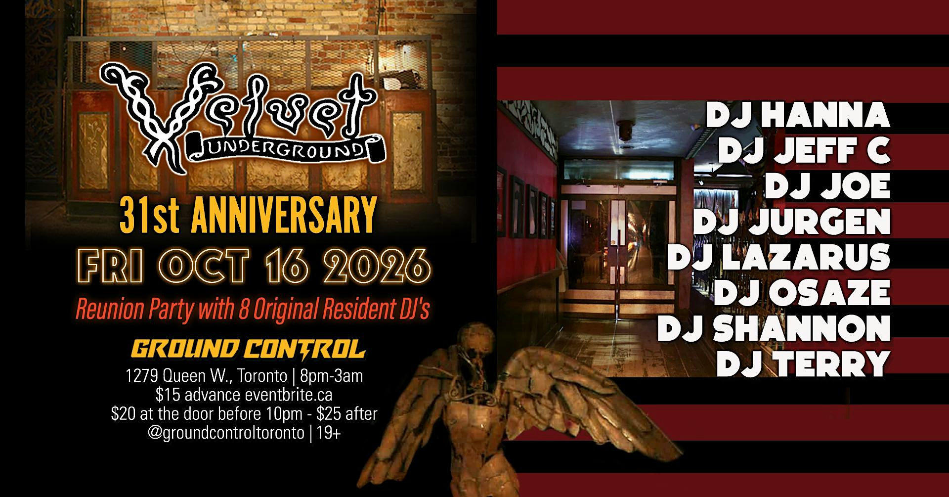 Velvet Underground Reunion - 31st Anniversary Dance Party w/ 8 DJ's