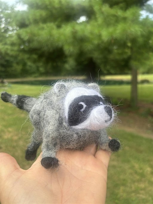 Needle felt Jimothy Raccoon